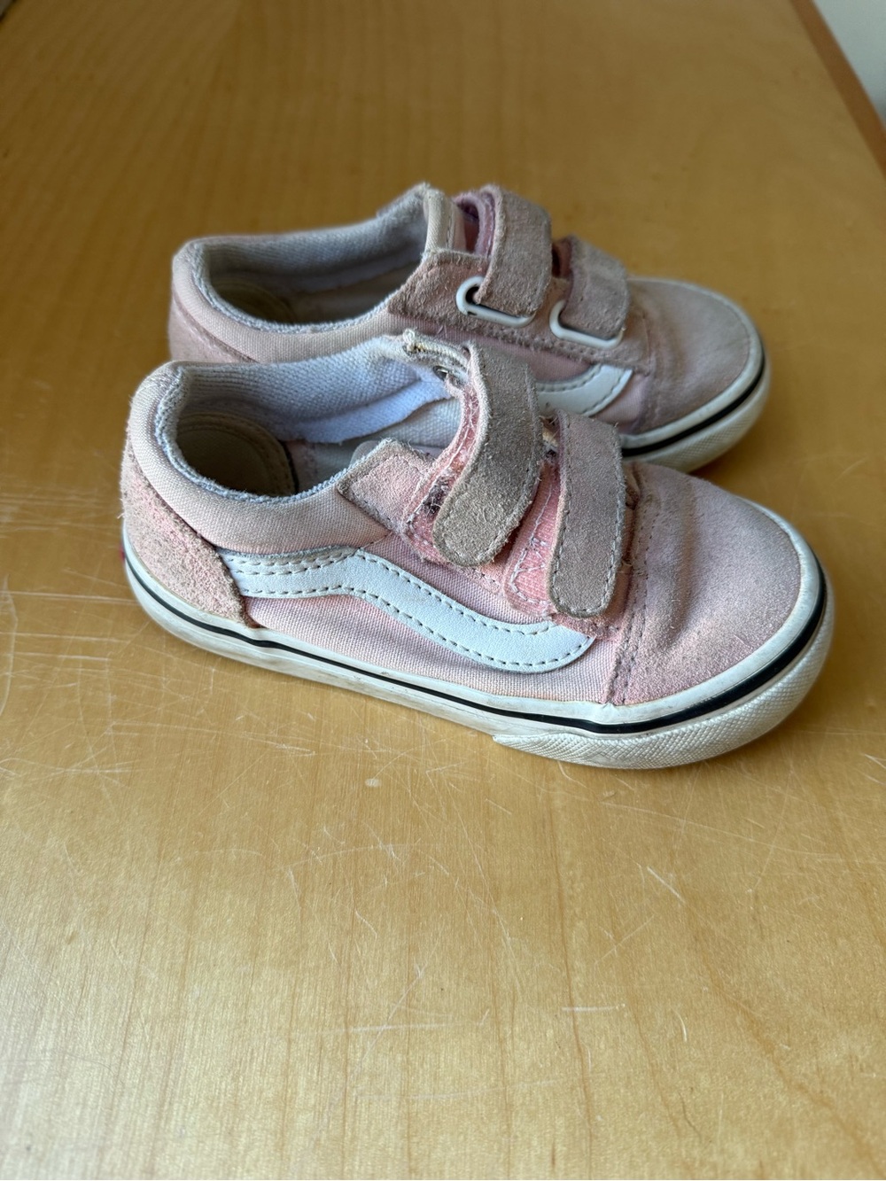 Kids Pink Velcro Vans Sneakers